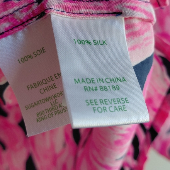 Lilly Pulitzer 100% Silk Pink Print Long Sleeve Blouse - Picture 5 of 12